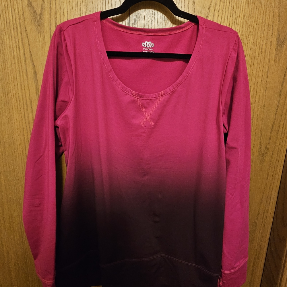 Maurices Pink to Black Ombre Long Sleeve Scoop Top